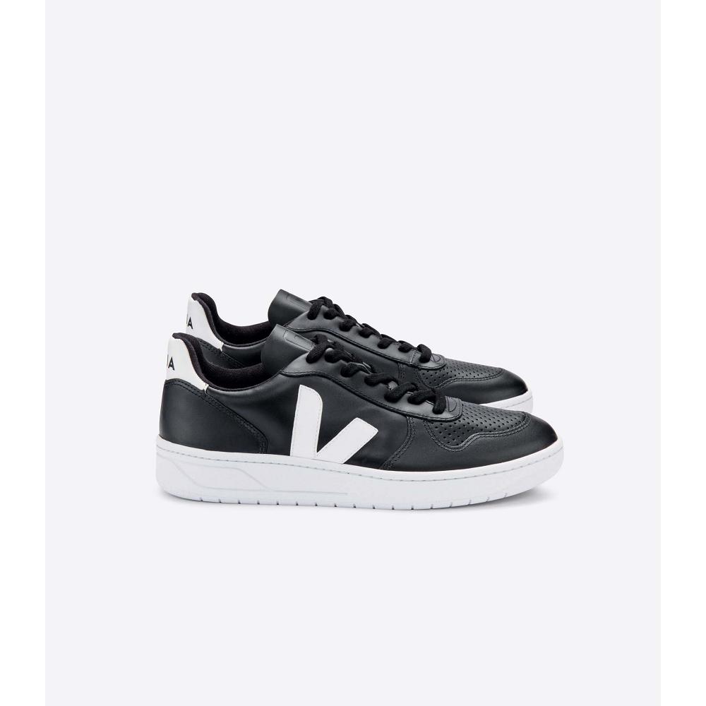 Veja V-10 LEATHER SOLE Sneakers Heren Black/White | NL 321RVD